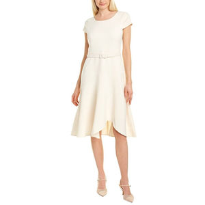 NWT Gal Meets Glam Cecilia A-Line Belted Beige Dress Size 12